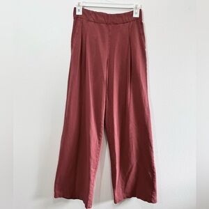 Aerie XS Wide Leg Lounge Pants 100% Cotton Muted Burgundy Soft Cozy Pull-On